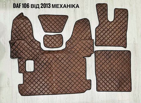 Килимки ЕКО-шкіра для вантажного авто Daf 106-XF механіка з 2013 року КОРИЧНЕВА 9107 фото